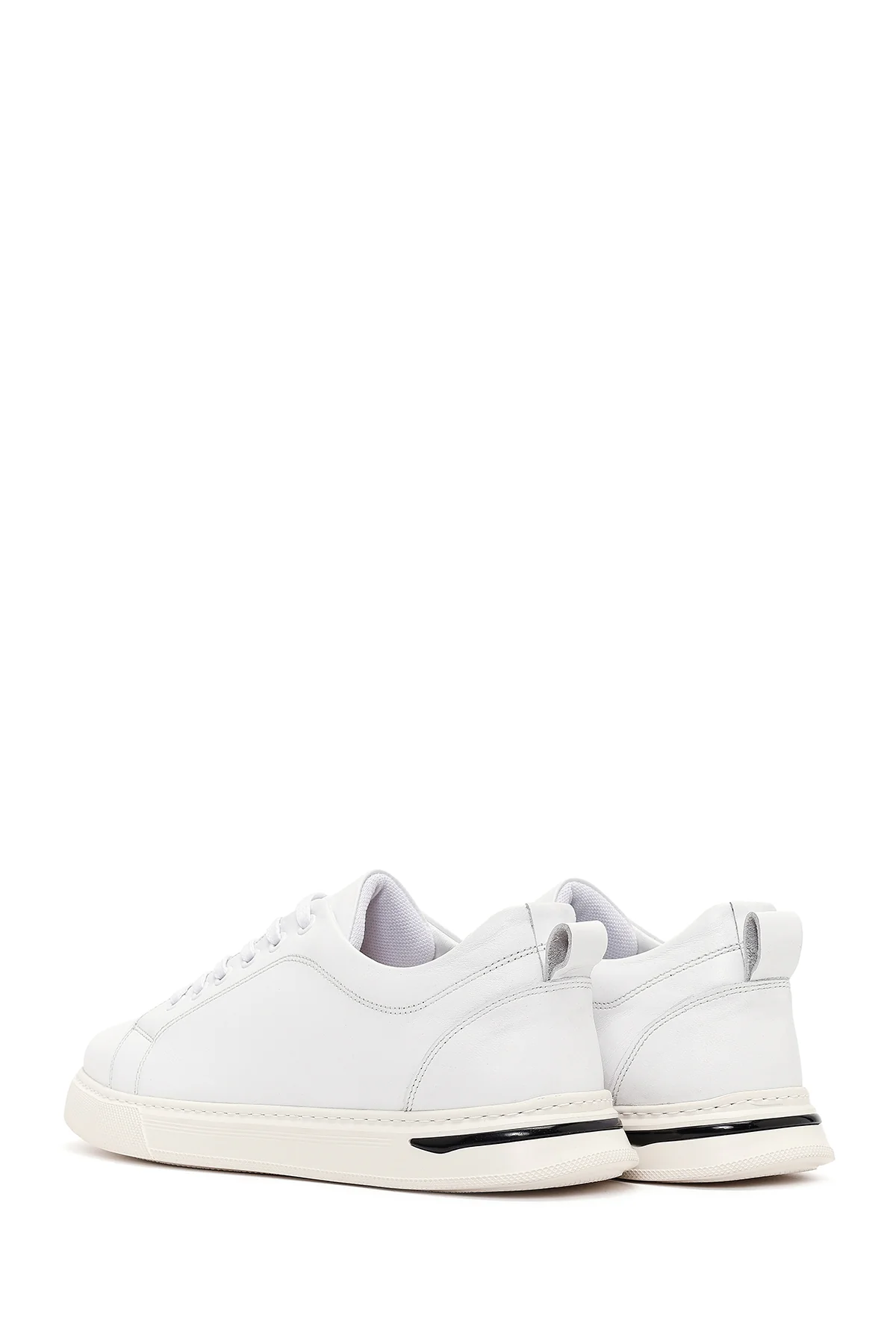 Erkek Beyaz Bağcıklı Kalın Tabanlı Deri Sneaker - Image 6