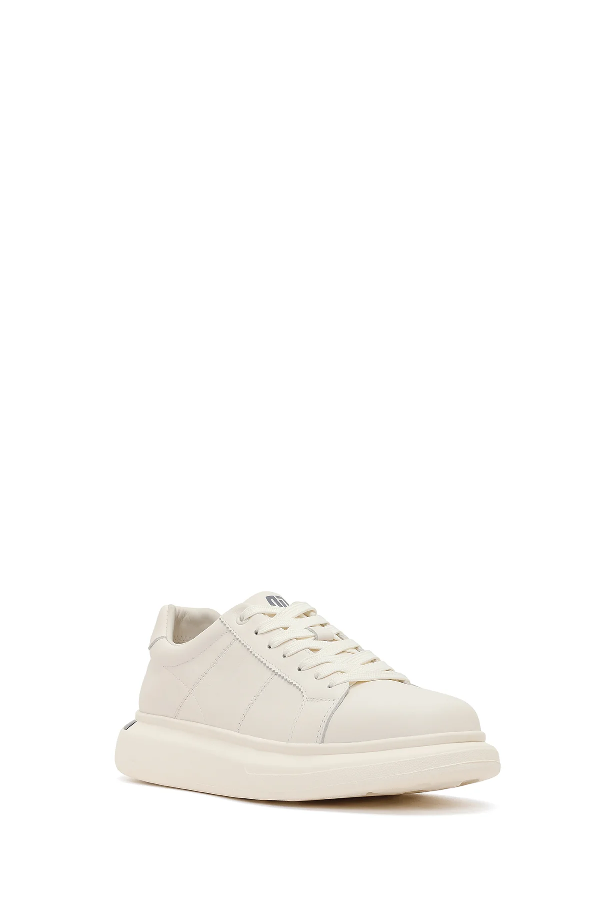 Erkek Beyaz Bağcıklı Kalın Tabanlı Deri Sneaker - Image 8
