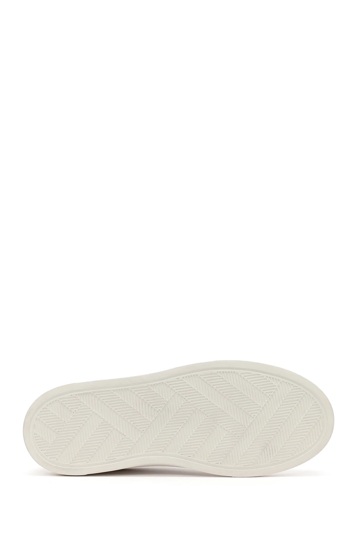 Erkek Beyaz Bağcıklı Kalın Tabanlı Desenli Deri Sneaker - Image 5