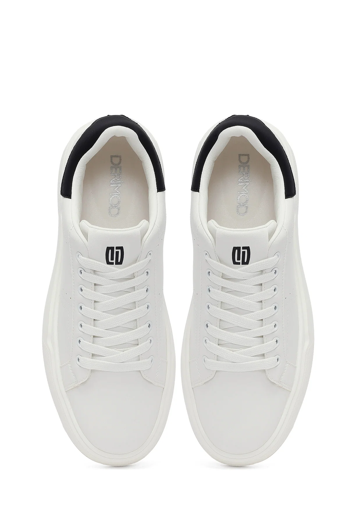 Erkek Beyaz Bağcıklı Kalın Tabanlı Sneaker - Image 7