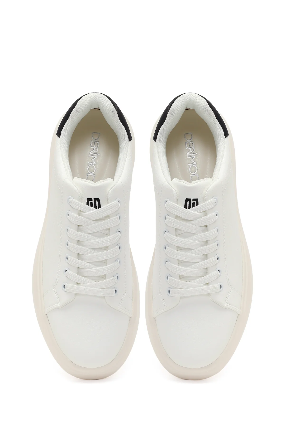Erkek Beyaz Bağcıklı Kalın Tabanlı Sneaker - Image 4