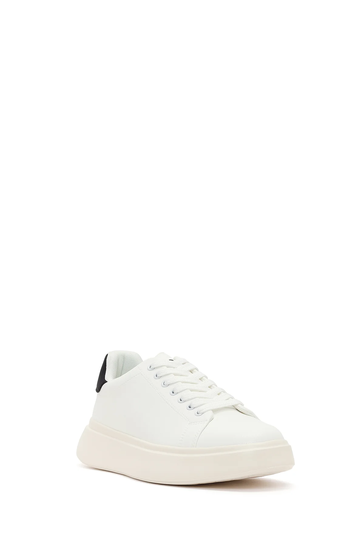 Erkek Beyaz Bağcıklı Kalın Tabanlı Sneaker - Image 7