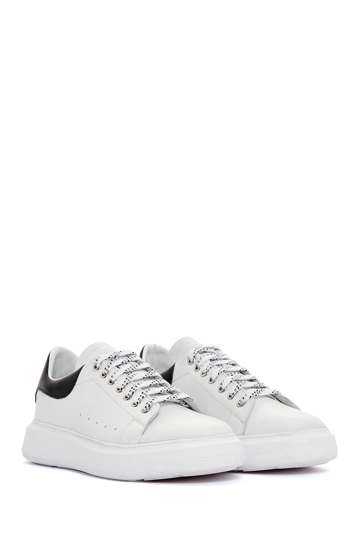Erkek Beyaz Deri Kalın Tabanlı Sneaker - Image 3