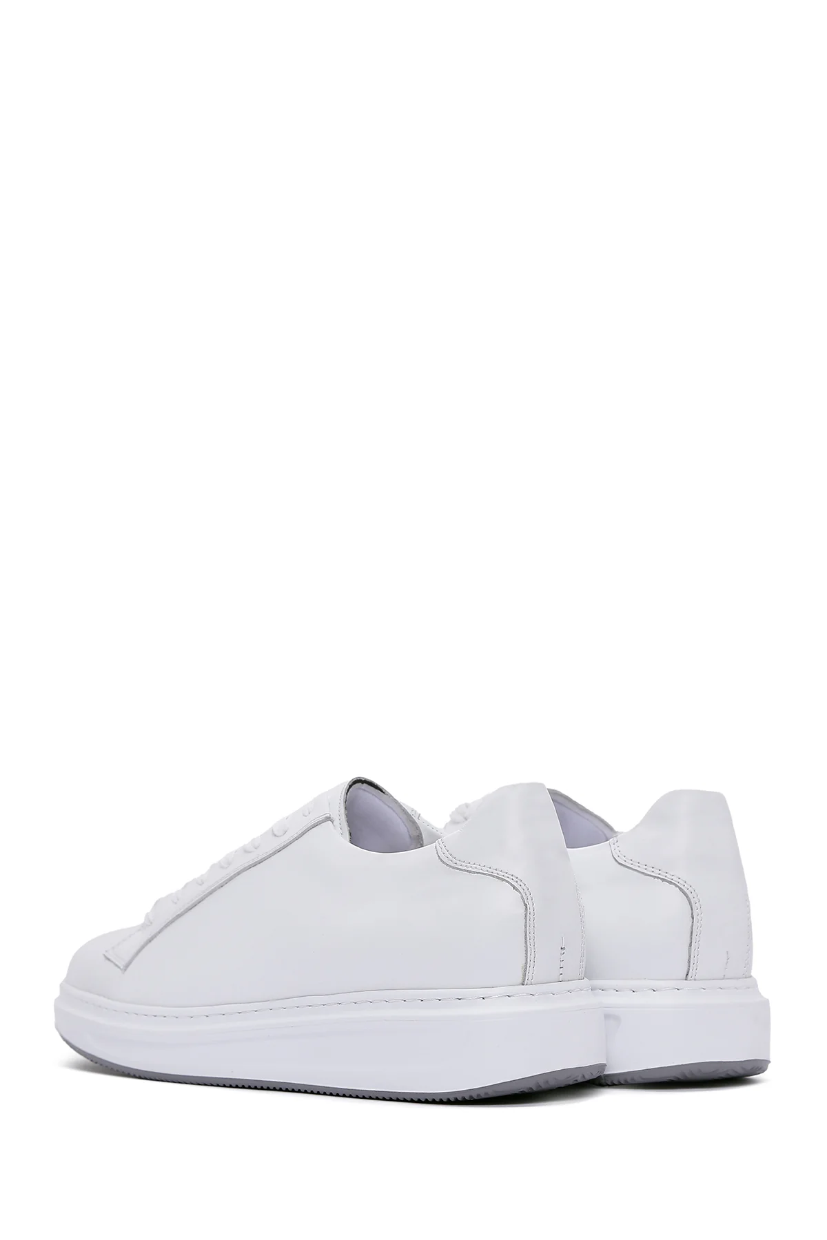 Erkek Beyaz Deri Kalın Tabanlı Sneaker - Image 5
