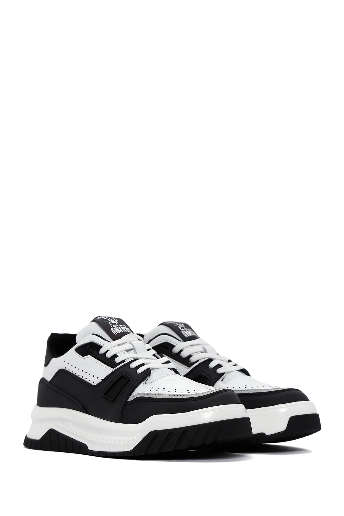 Erkek Beyaz Deri Kalın Tabanlı Sneaker - Image 3