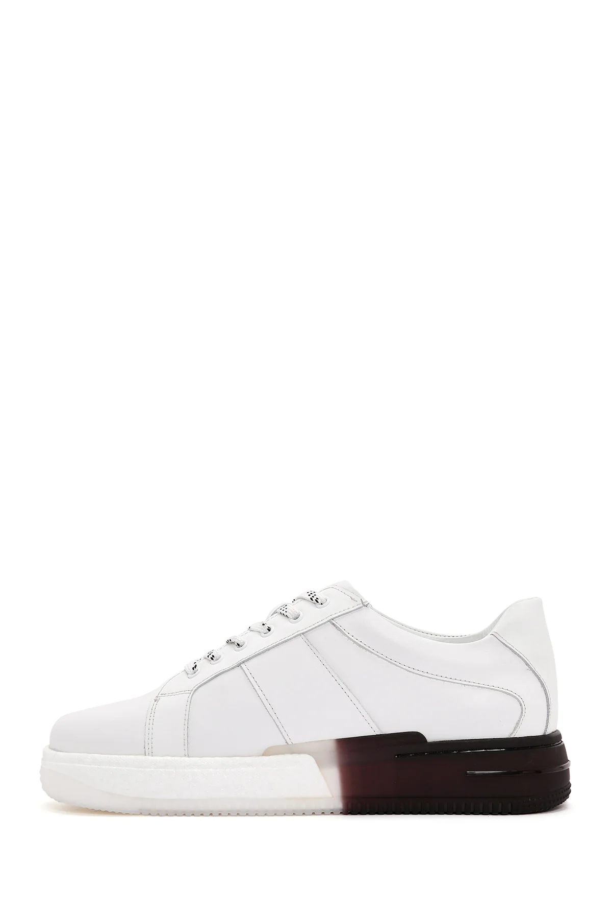 Erkek Beyaz Kalın Tabanlı Bağcıklı Deri Sneaker - Image 2