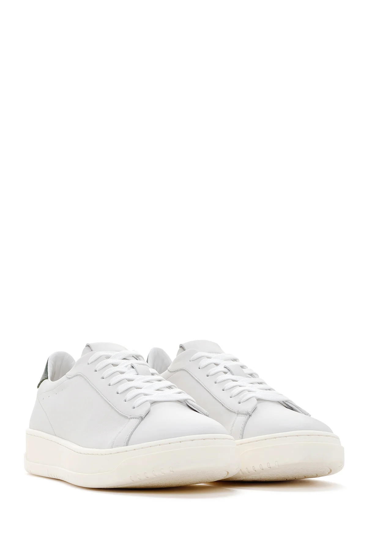 Erkek Beyaz Kalın Tabanlı Bağcıklı Deri Sneaker - Image 3