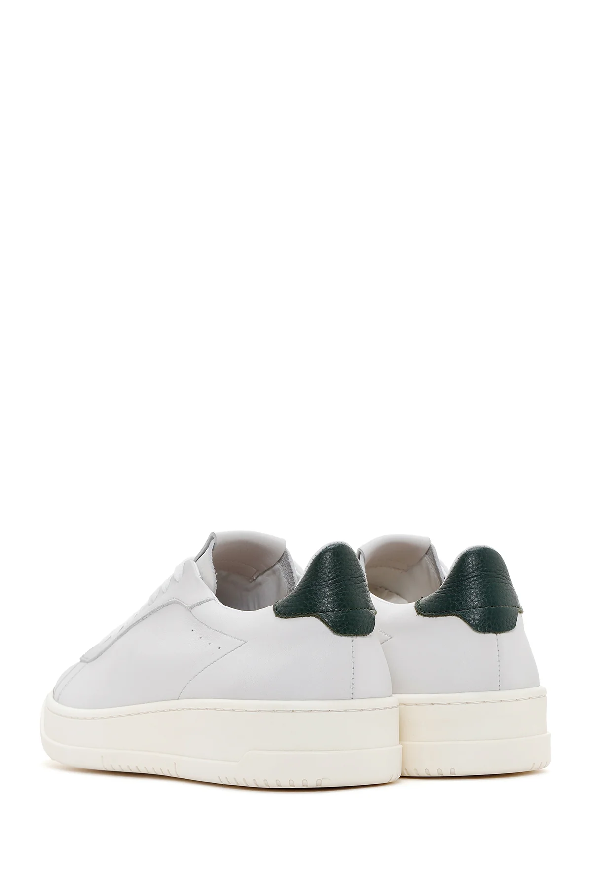 Erkek Beyaz Kalın Tabanlı Bağcıklı Deri Sneaker - Image 5