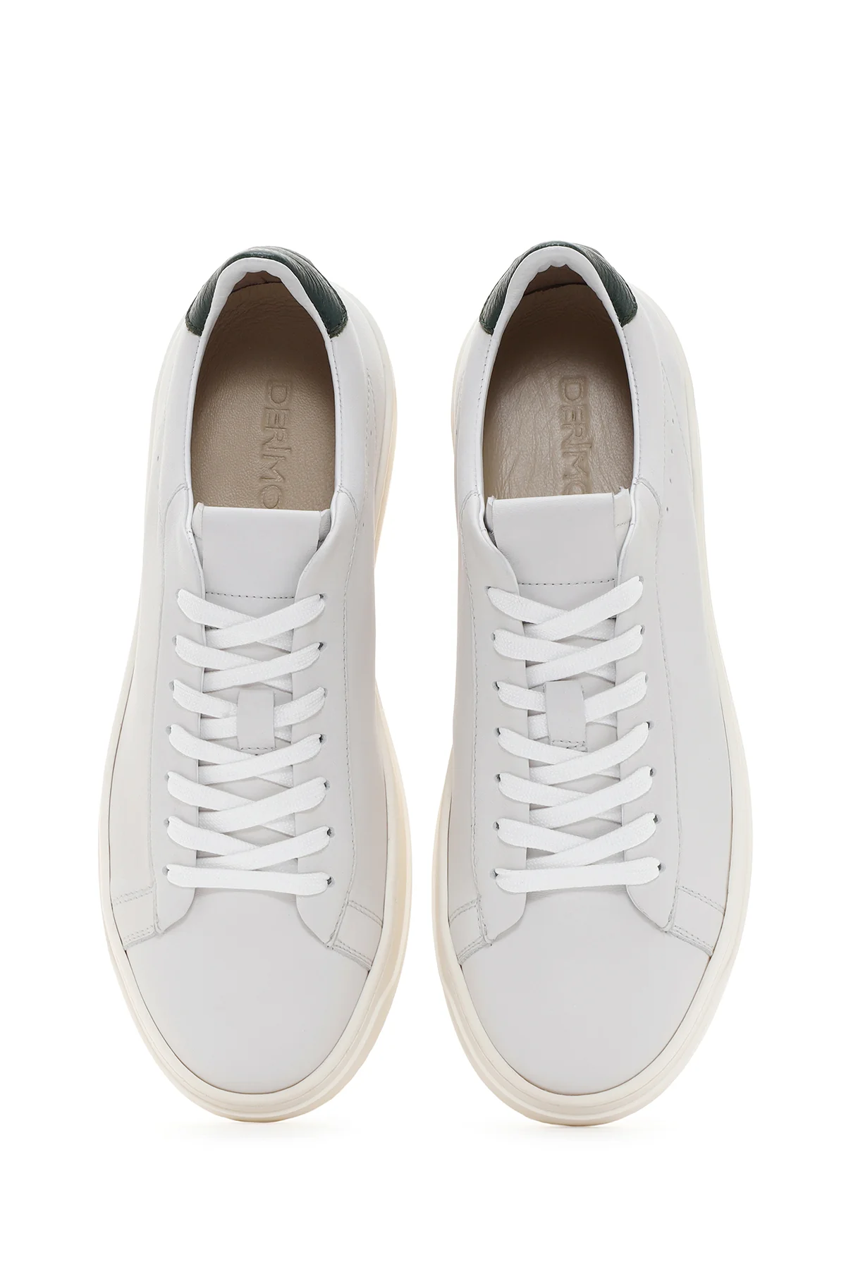 Erkek Beyaz Kalın Tabanlı Bağcıklı Deri Sneaker - Image 6
