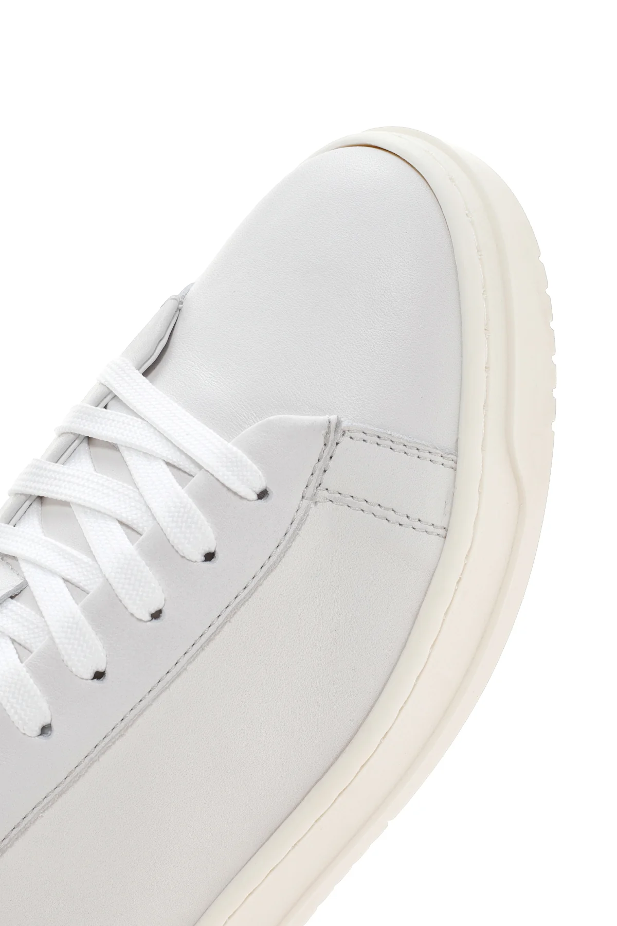 Erkek Beyaz Kalın Tabanlı Bağcıklı Deri Sneaker - Image 9