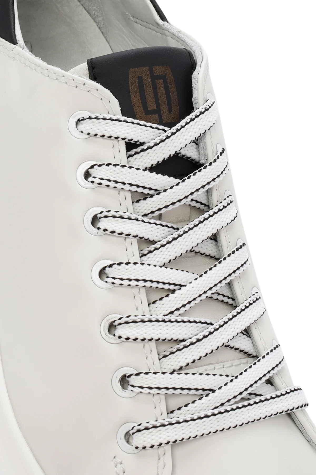 Erkek Beyaz Kalın Tabanlı Bağcıklı Deri Sneaker - Image 8