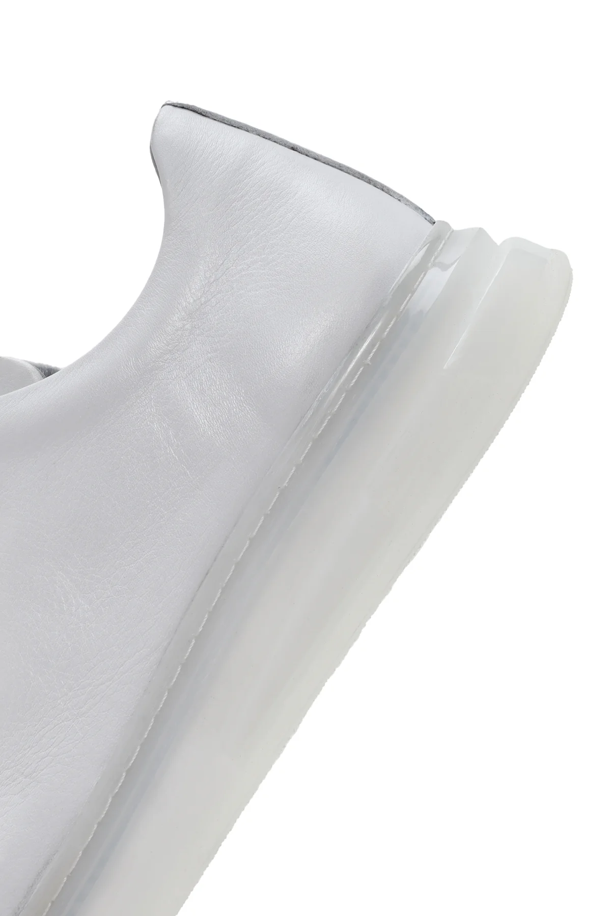 Erkek Beyaz Kalın Tabanlı Bağcıklı Deri Sneaker - Image 7