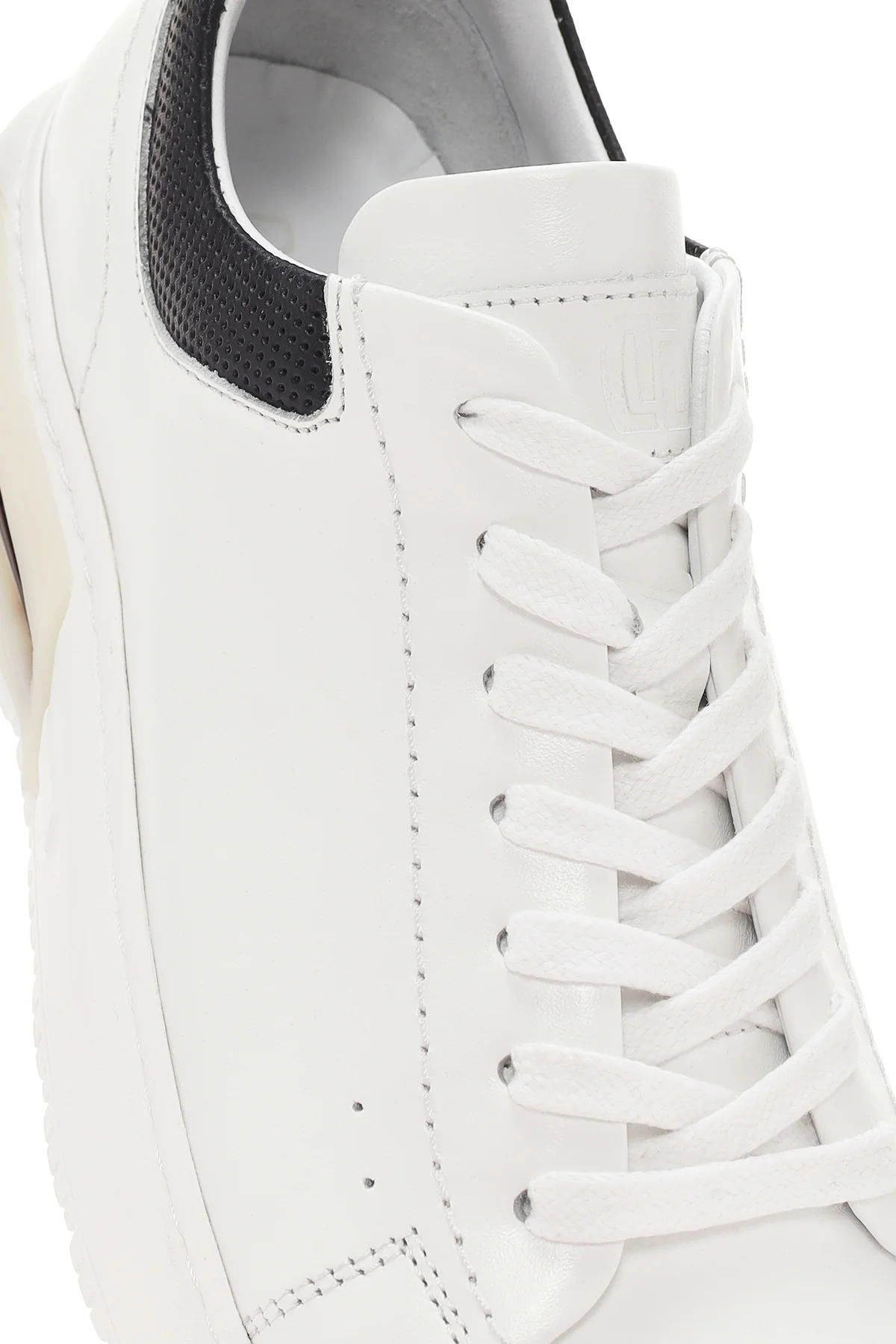 Erkek Beyaz Kalın Tabanlı Bağcıklı Deri Sneaker - Image 10