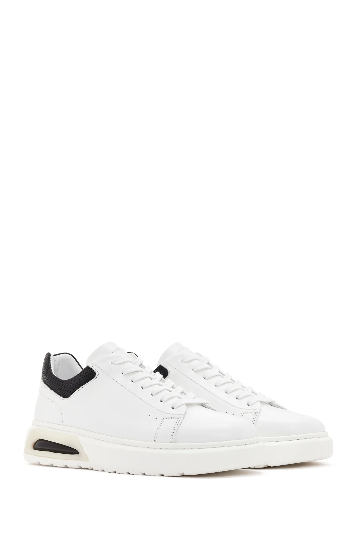 Erkek Beyaz Kalın Tabanlı Bağcıklı Deri Sneaker - Image 3