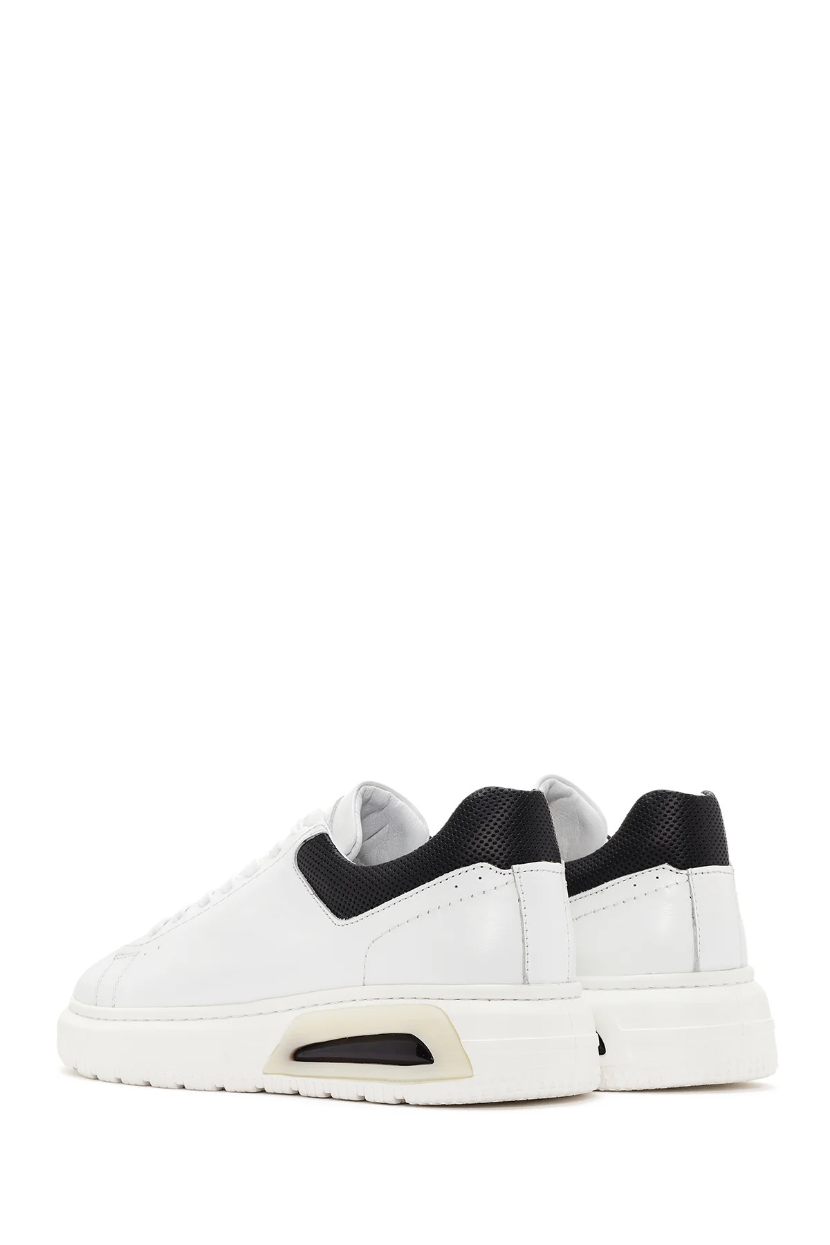 Erkek Beyaz Kalın Tabanlı Bağcıklı Deri Sneaker - Image 5