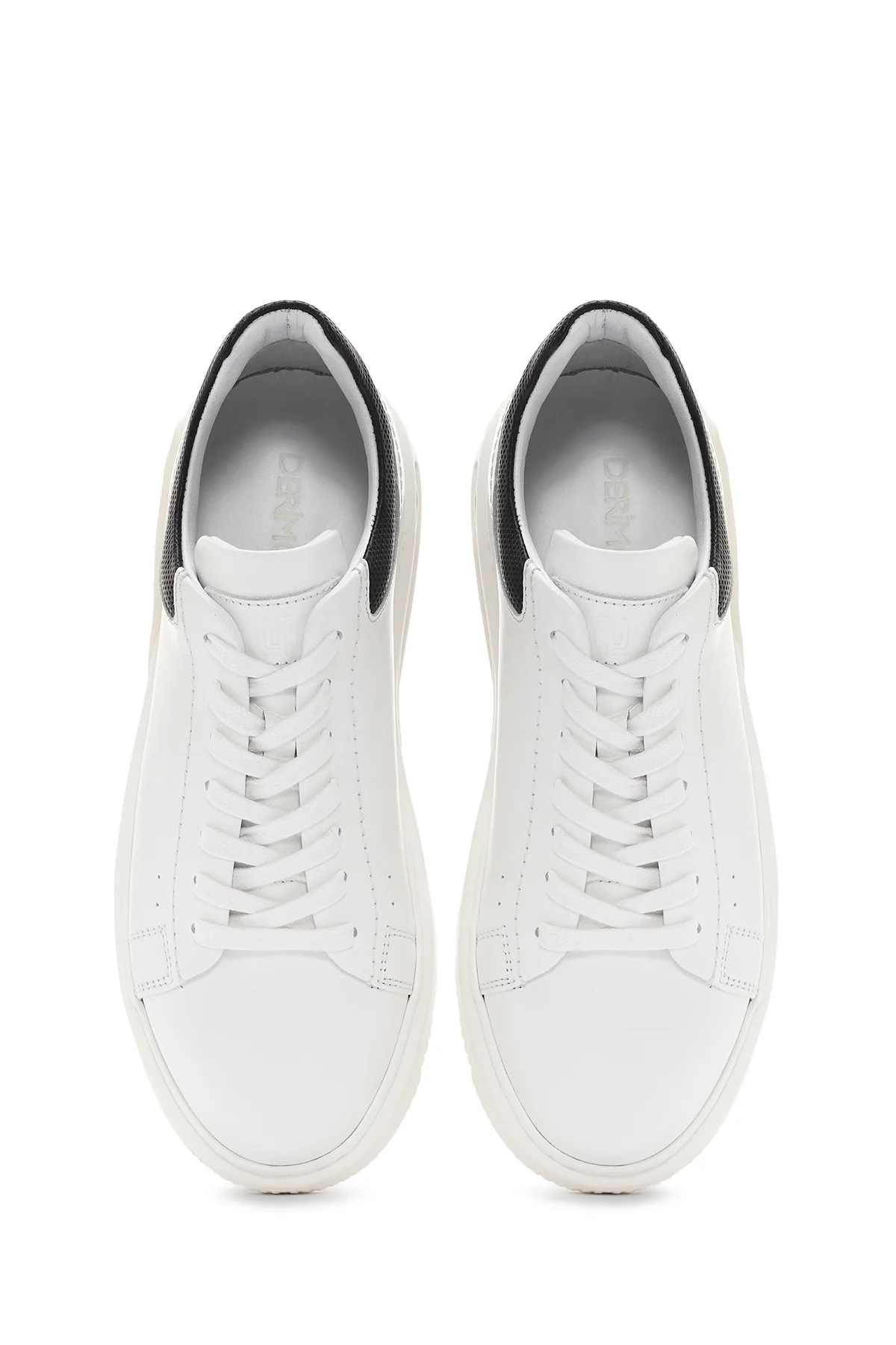 Erkek Beyaz Kalın Tabanlı Bağcıklı Deri Sneaker - Image 7