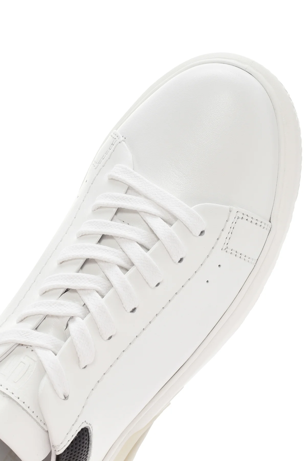 Erkek Beyaz Kalın Tabanlı Bağcıklı Deri Sneaker - Image 9