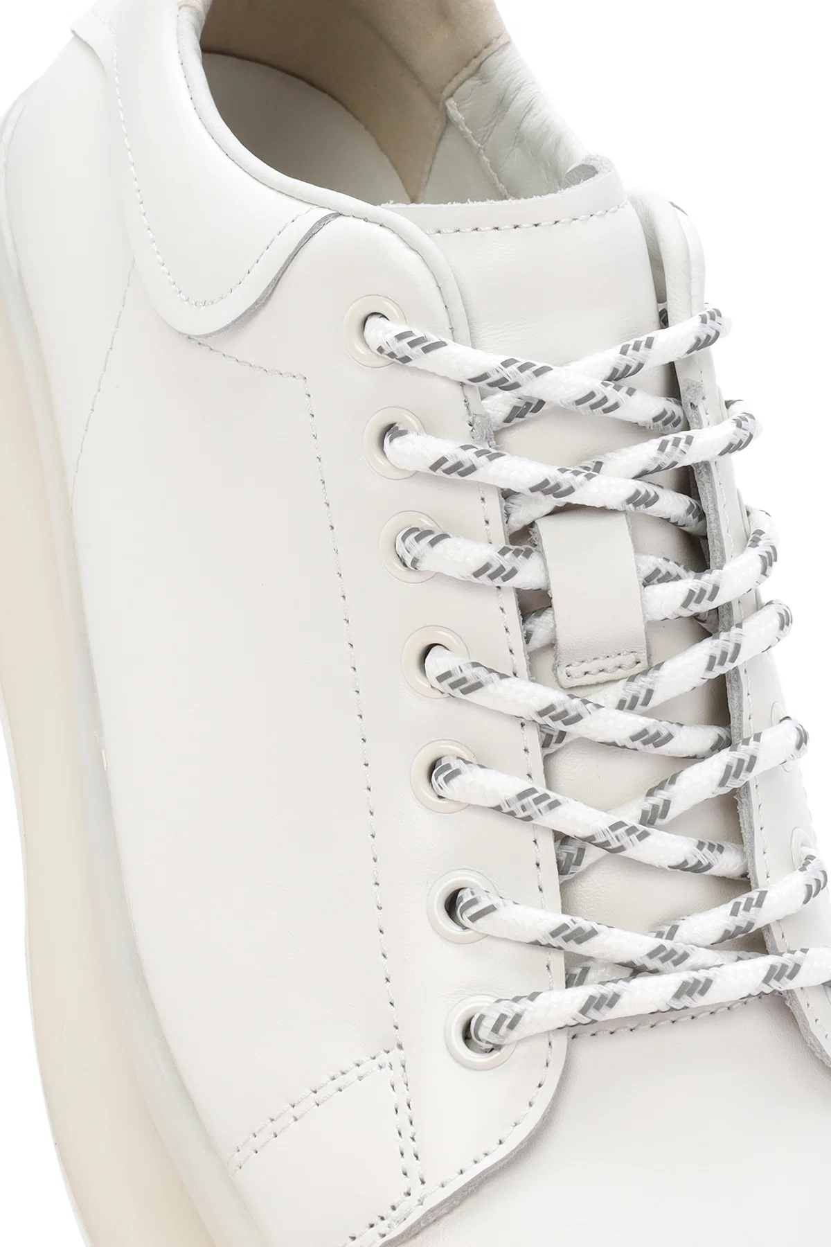 Erkek Beyaz Kalın Tabanlı Bağcıklı Deri Sneaker - Image 10