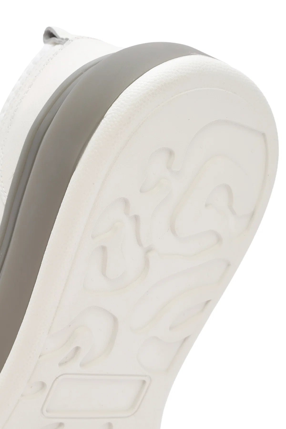 Erkek Beyaz Kalın Tabanlı Bağcıklı Deri Sneaker - Image 8