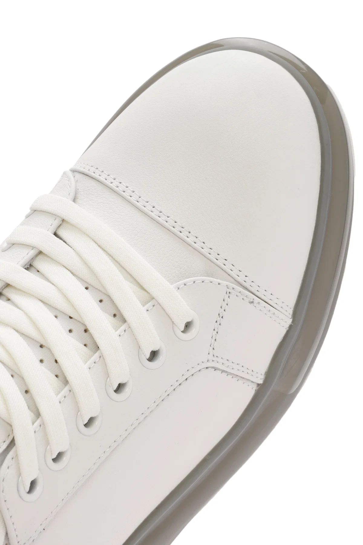 Erkek Beyaz Kalın Tabanlı Bağcıklı Deri Sneaker - Image 9