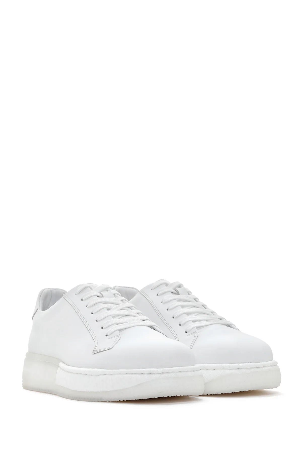Erkek Beyaz Kalın Tabanlı Deri Sneaker - Image 3