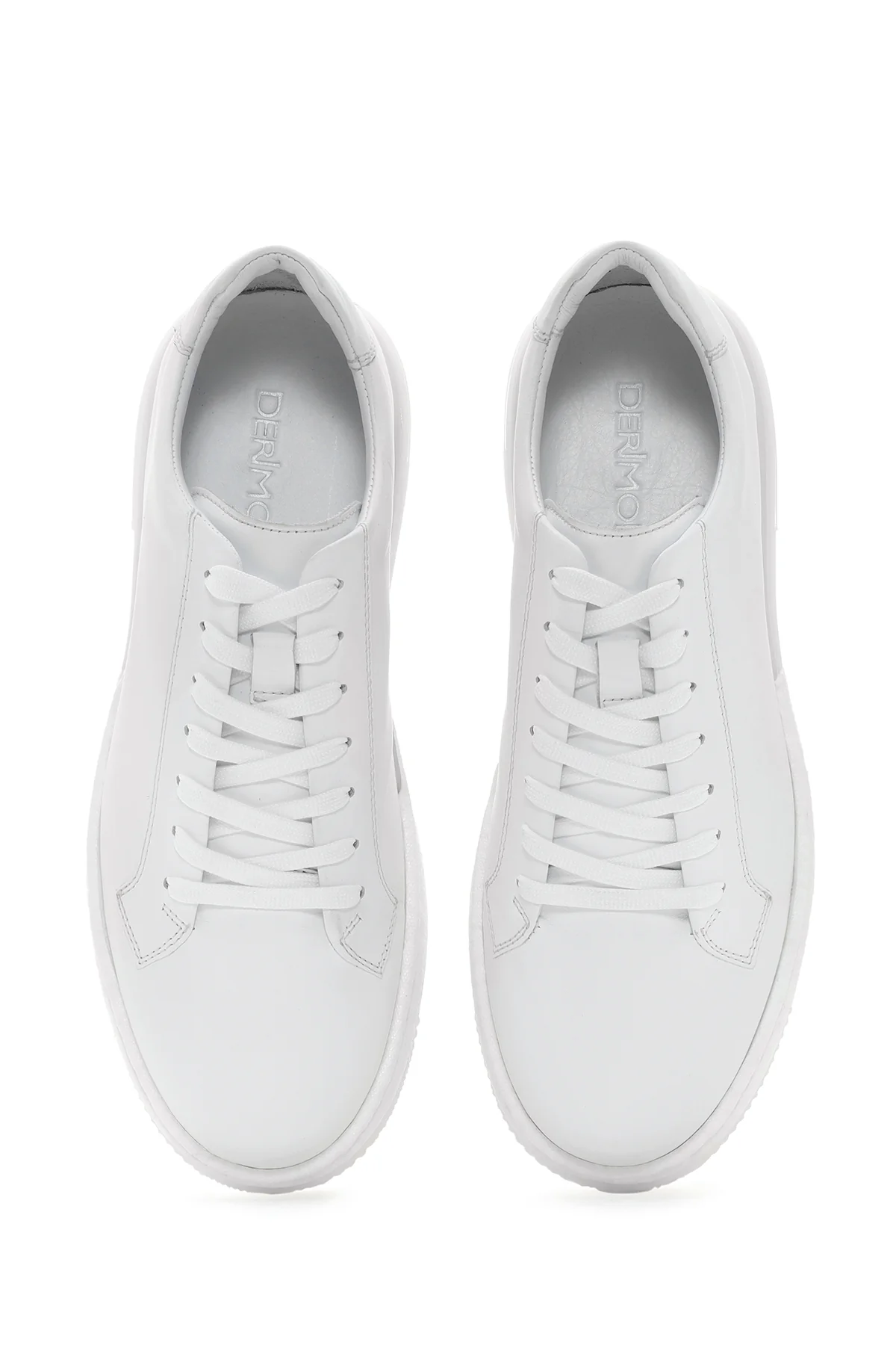 Erkek Beyaz Kalın Tabanlı Deri Sneaker - Image 6
