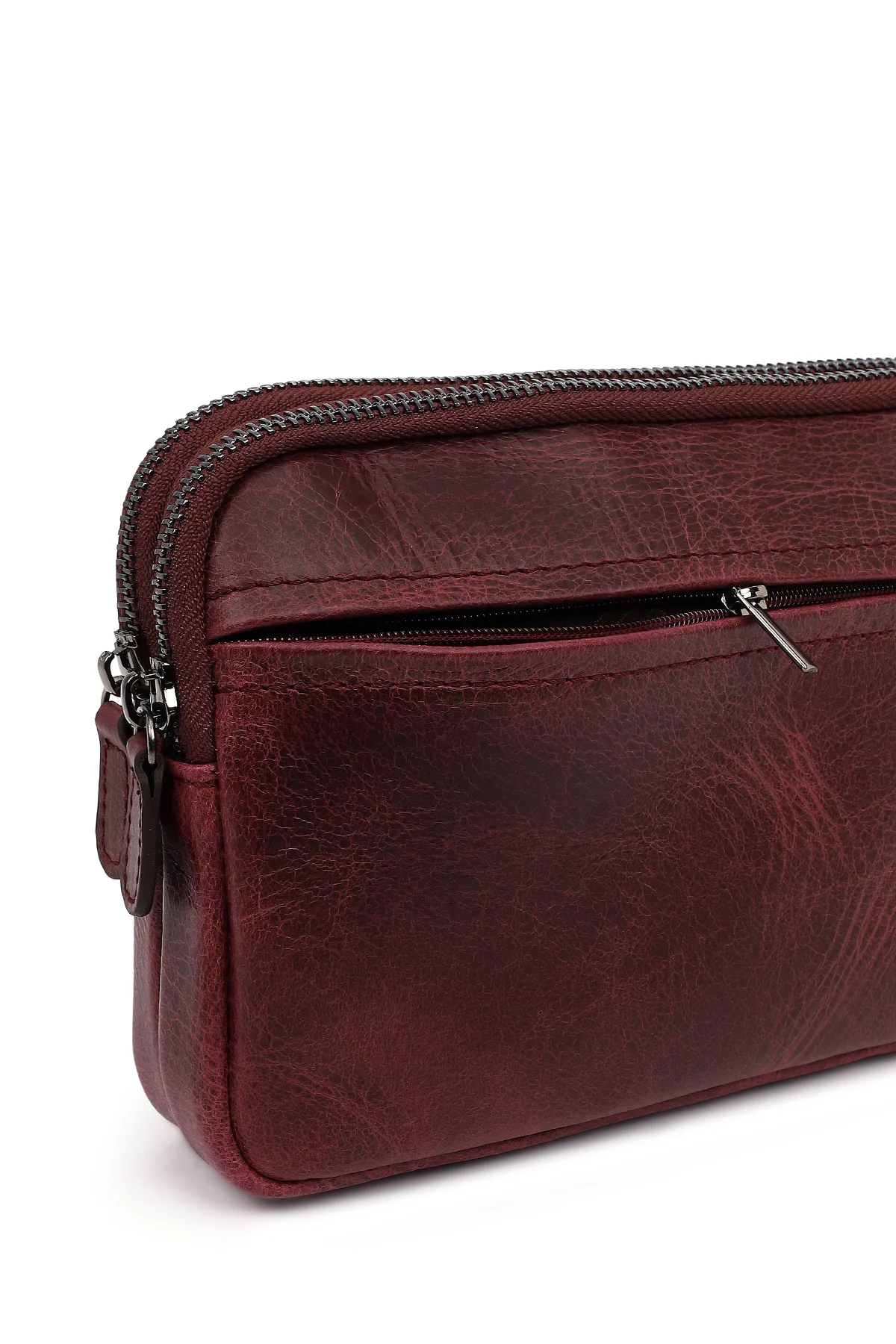 Erkek Bordo Deri Mini El Çantası - Image 11