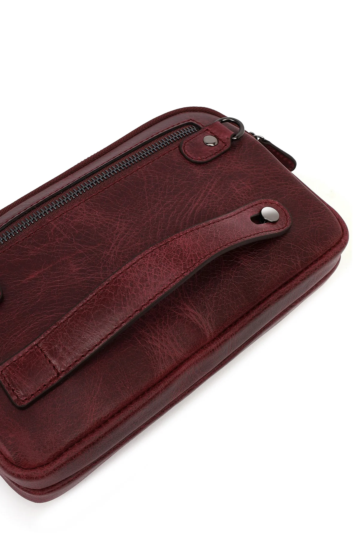 Erkek Bordo Deri Mini El Çantası - Image 8