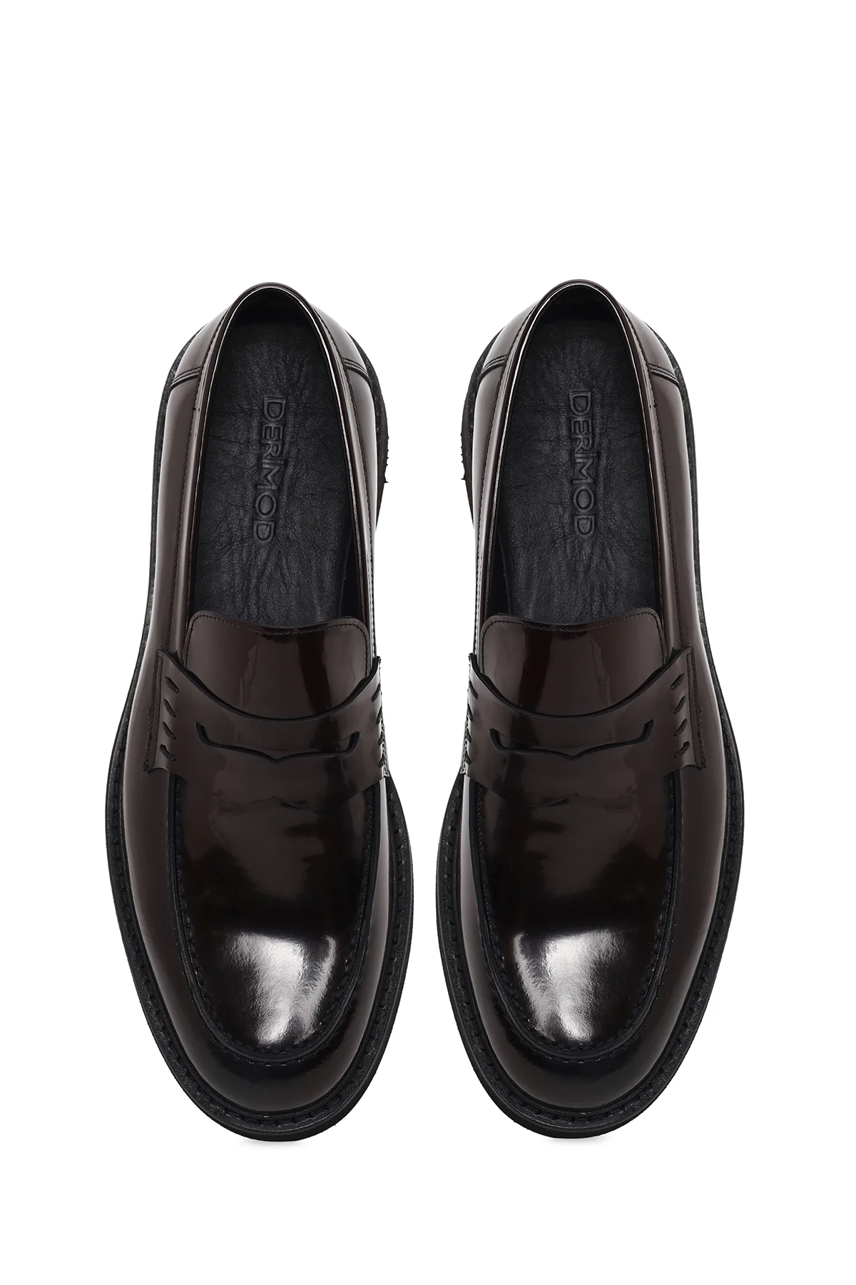 Erkek Bordo Kalın Tabanlı Deri Loafer - Image 4