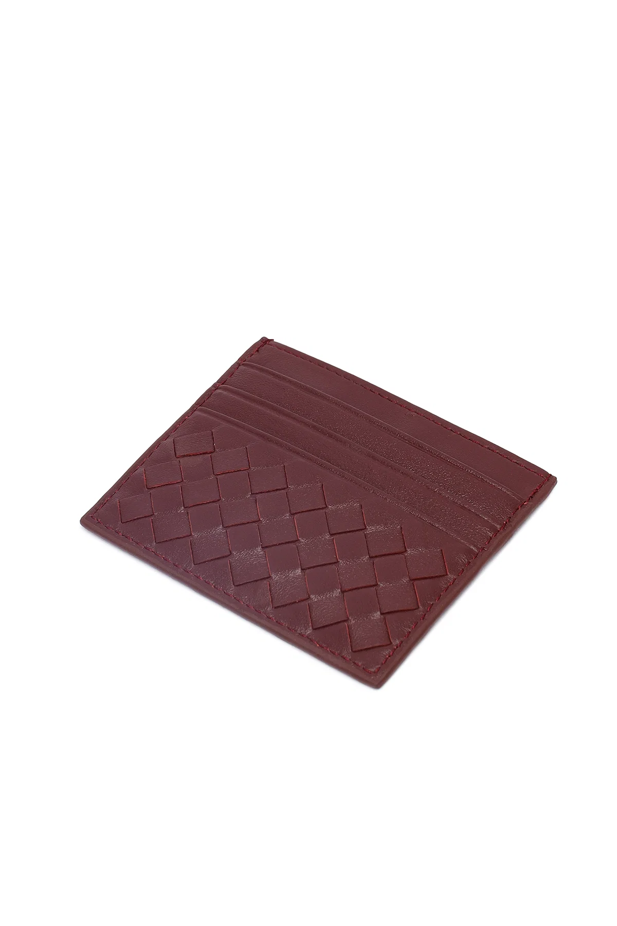 Erkek Bordo Örgülü Deri Kartlık - Image 5