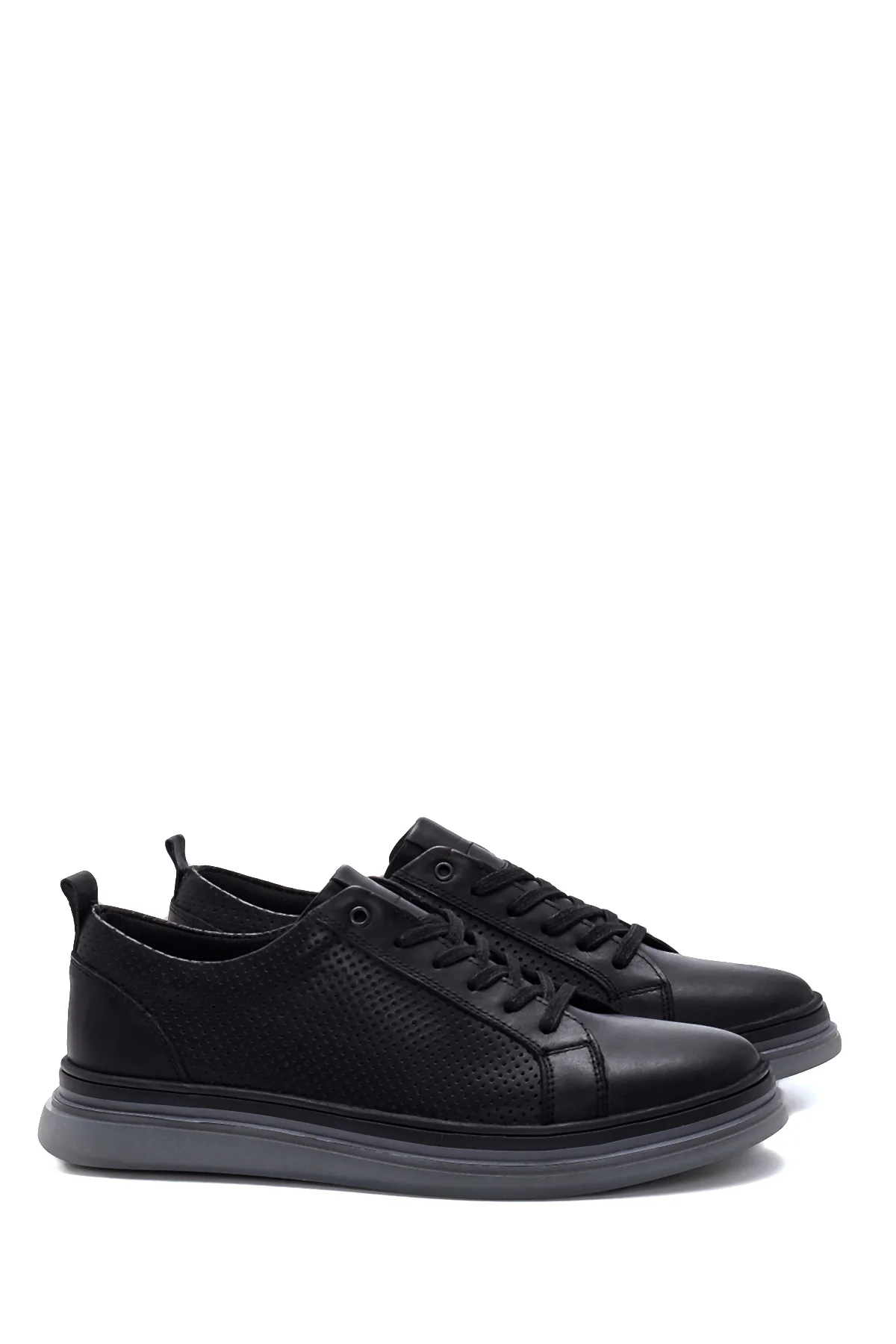 Erkek Deri Delikli Sneaker - Image 3