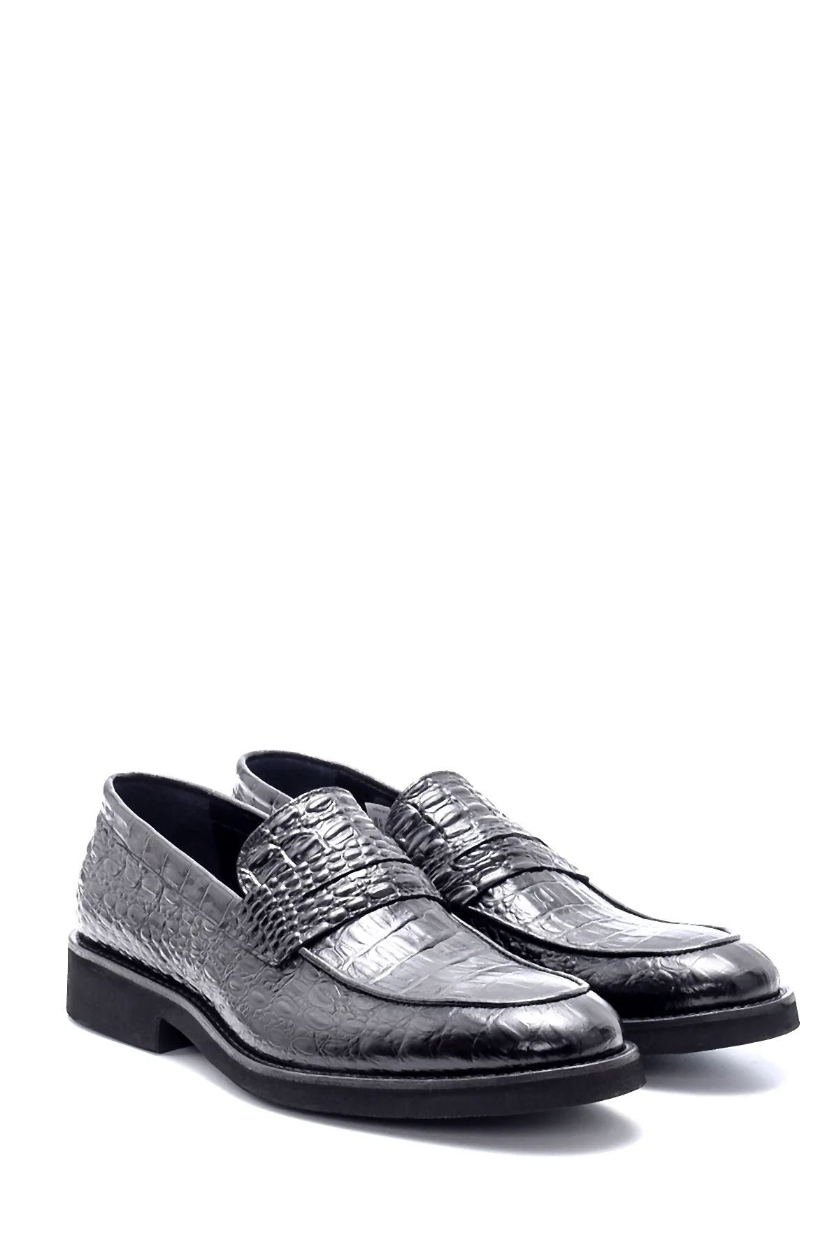 Erkek Deri Kroko Desen Klasik Loafer - Image 3
