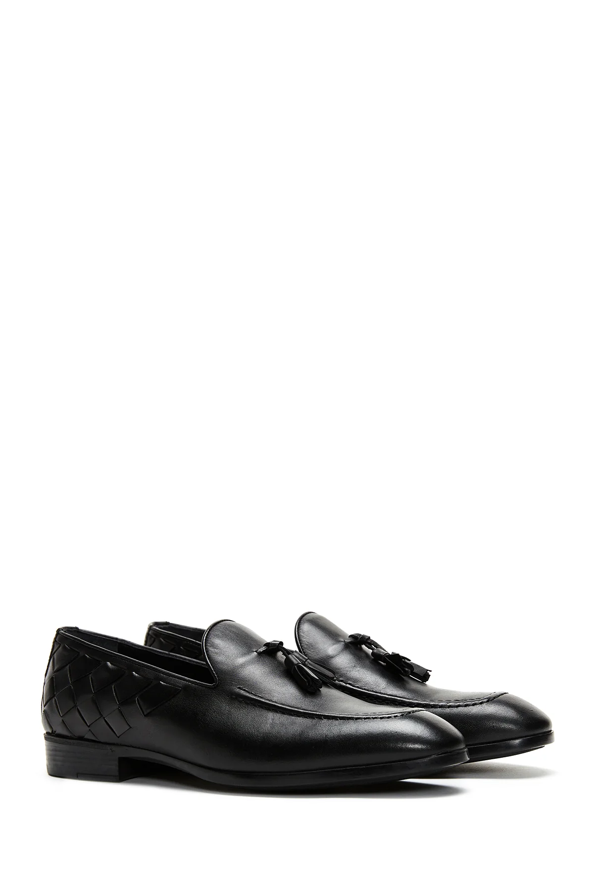 Erkek Deri Örgü Detaylı Klasik Loafer - Image 3