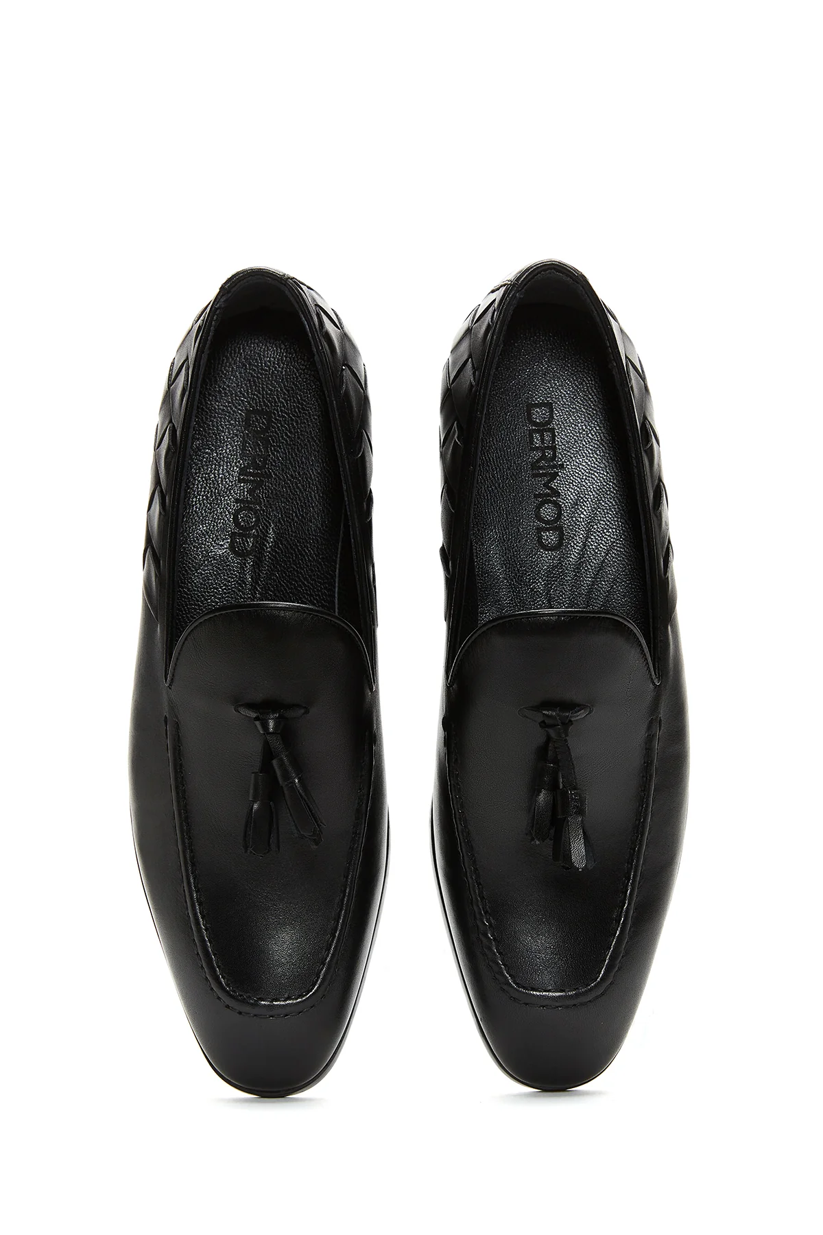 Erkek Deri Örgü Detaylı Klasik Loafer - Image 6