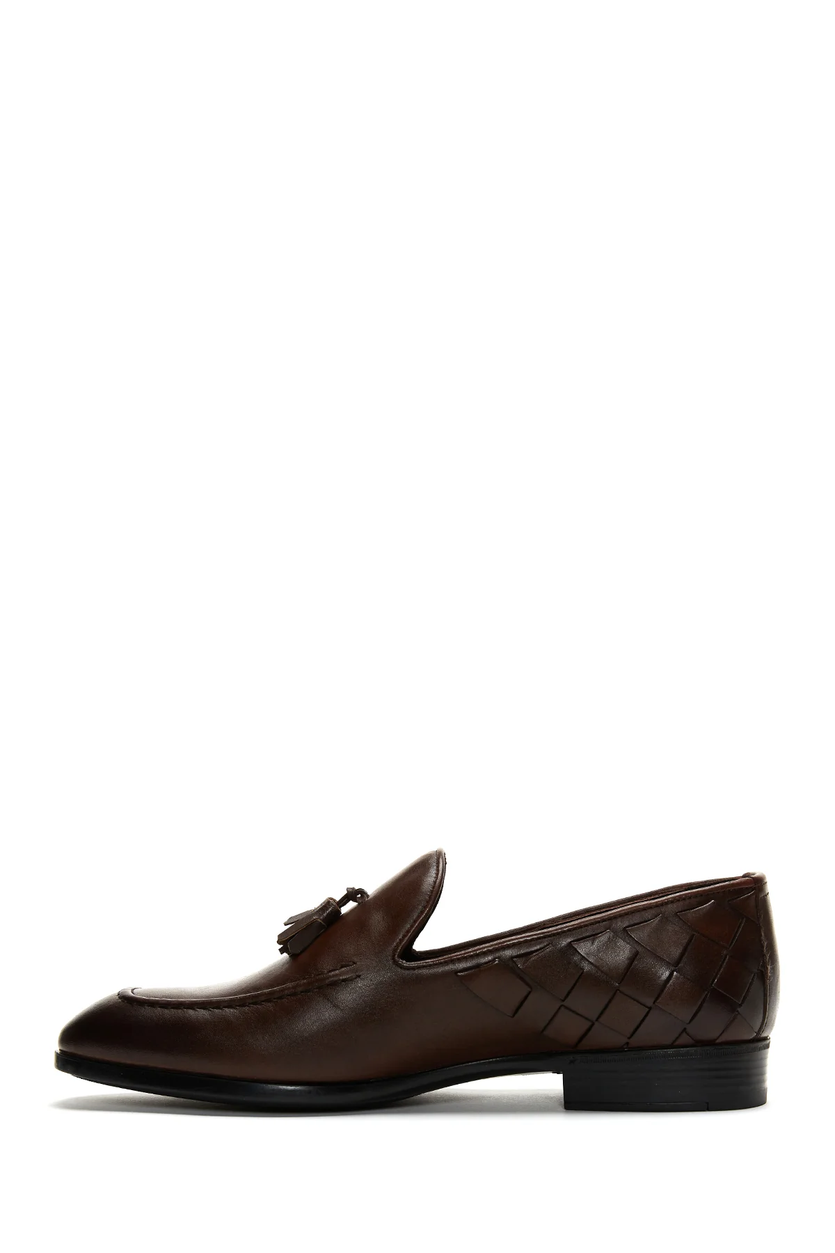 Erkek Deri Örgü Detaylı Klasik Loafer - Image 2