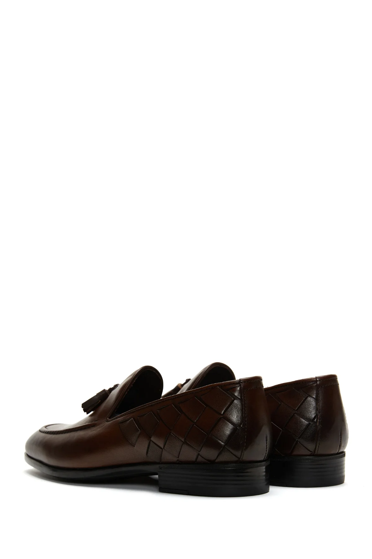 Erkek Deri Örgü Detaylı Klasik Loafer - Image 5