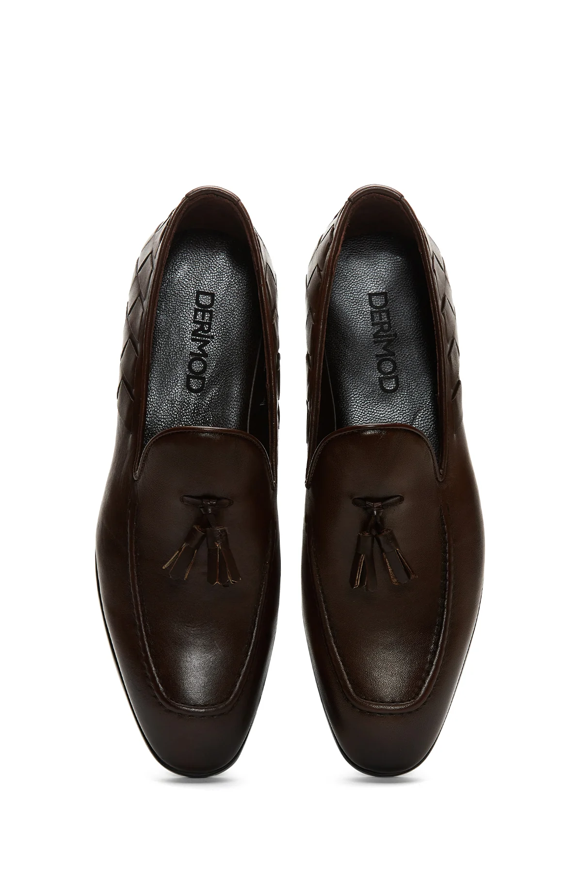 Erkek Deri Örgü Detaylı Klasik Loafer - Image 6