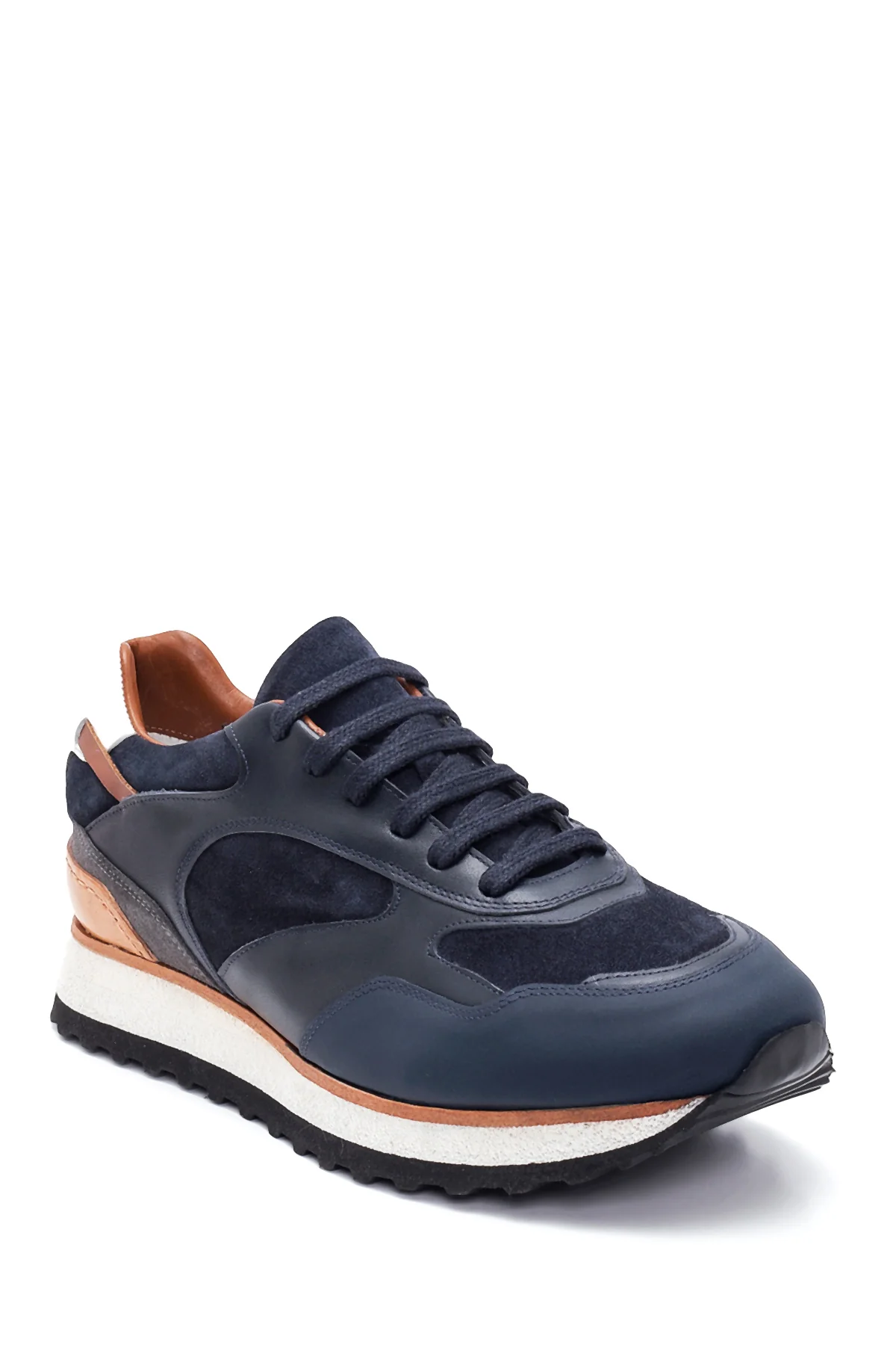 Erkek Deri Süet Detaylı Sneaker - Image 3