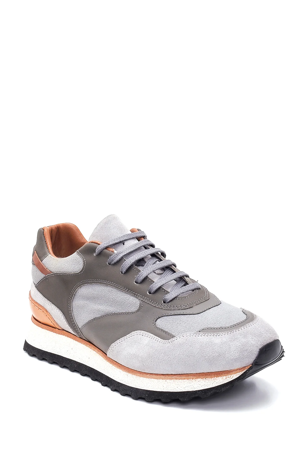 Erkek Deri Süet Detaylı Sneaker - Image 3