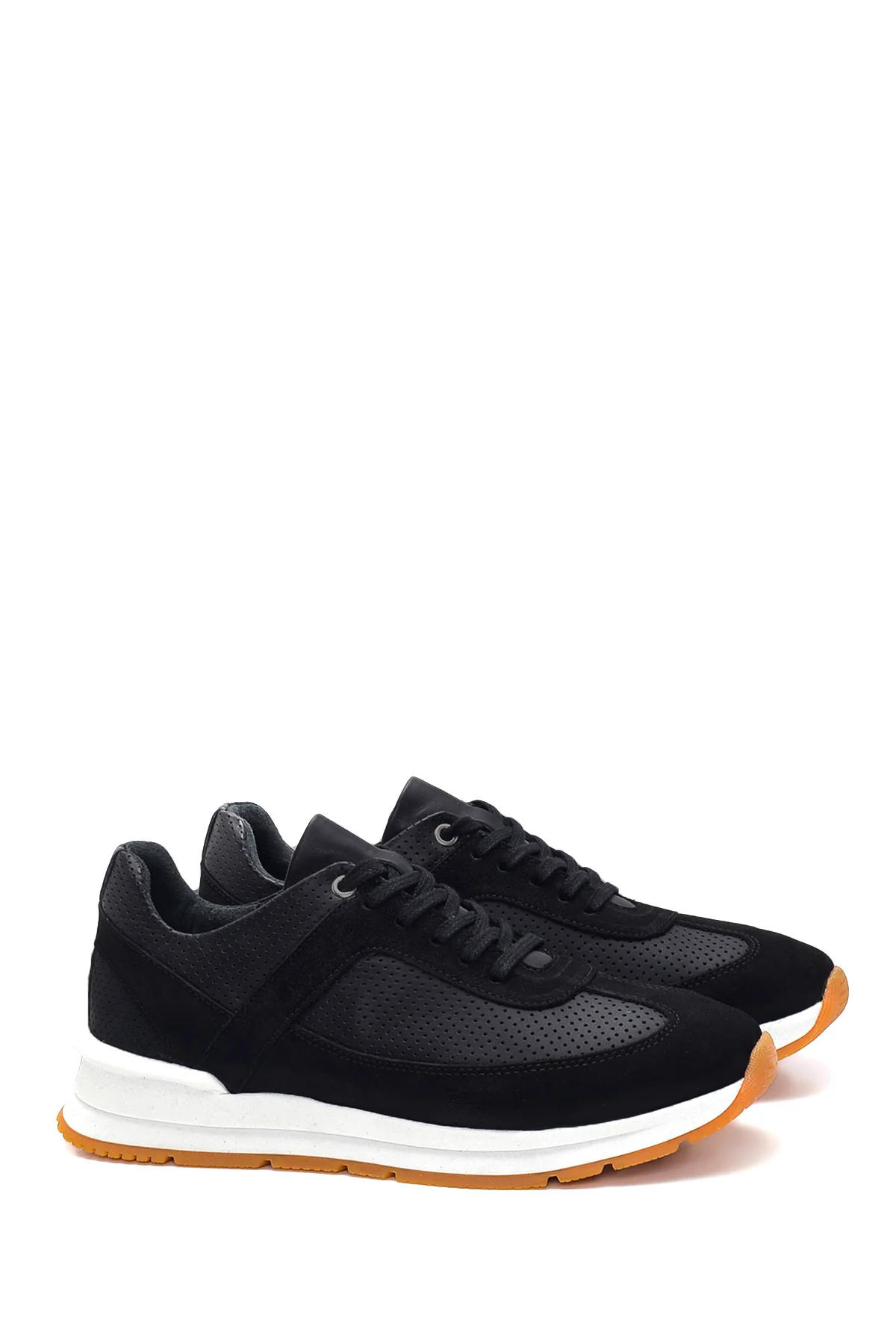 Erkek Deri Süet Detaylı Sneaker - Image 3