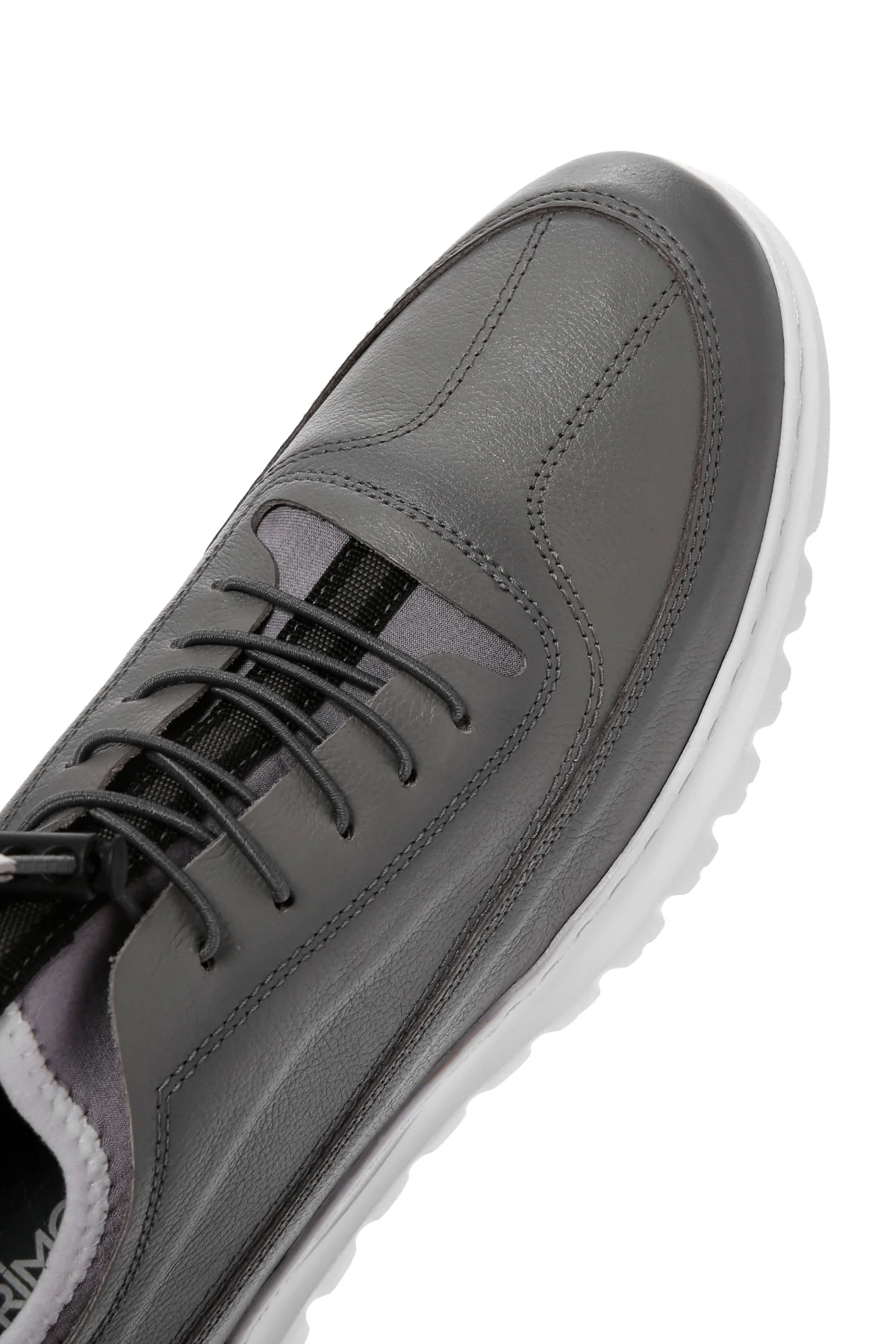 Erkek Gri Bağcıklı Deri Casual Sneaker - Image 10