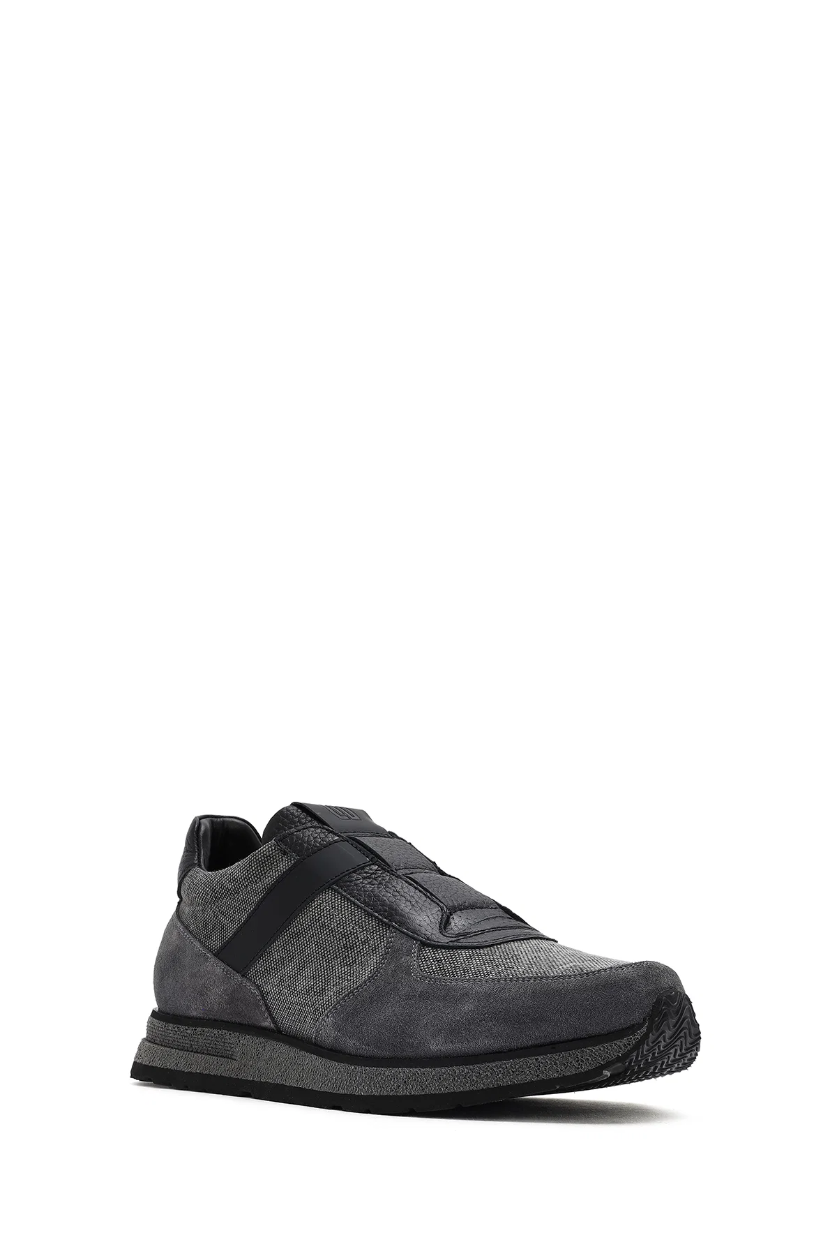 Erkek Gri Bağcıklı Deri Casual Sneaker - Image 6