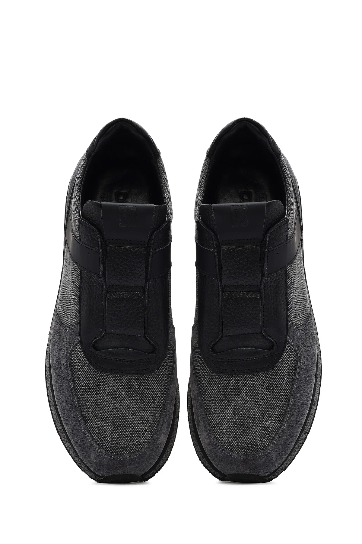 Erkek Gri Bağcıklı Deri Casual Sneaker - Image 7