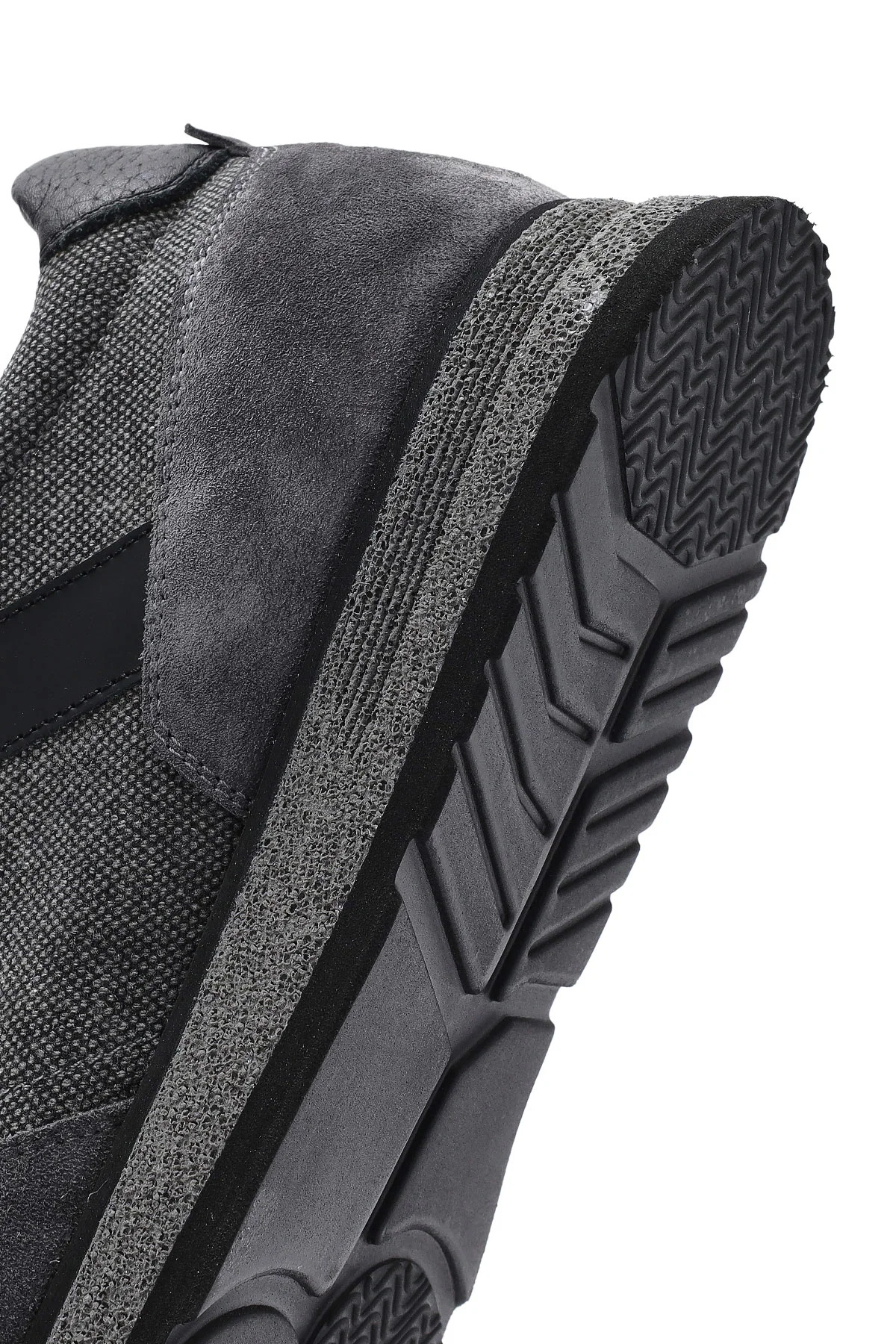Erkek Gri Bağcıklı Deri Casual Sneaker - Image 8