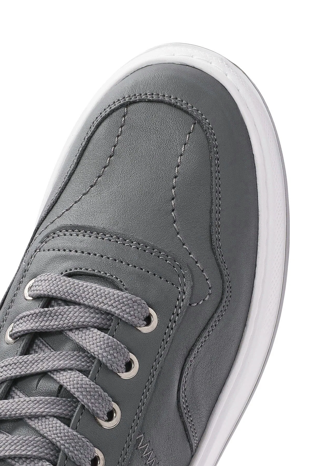 Erkek Gri Bağcıklı Deri Sneaker - Image 10