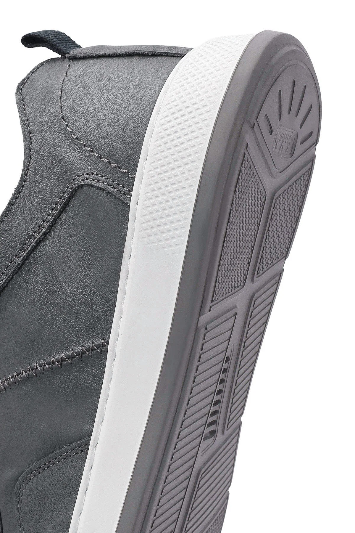 Erkek Gri Bağcıklı Deri Sneaker - Image 11