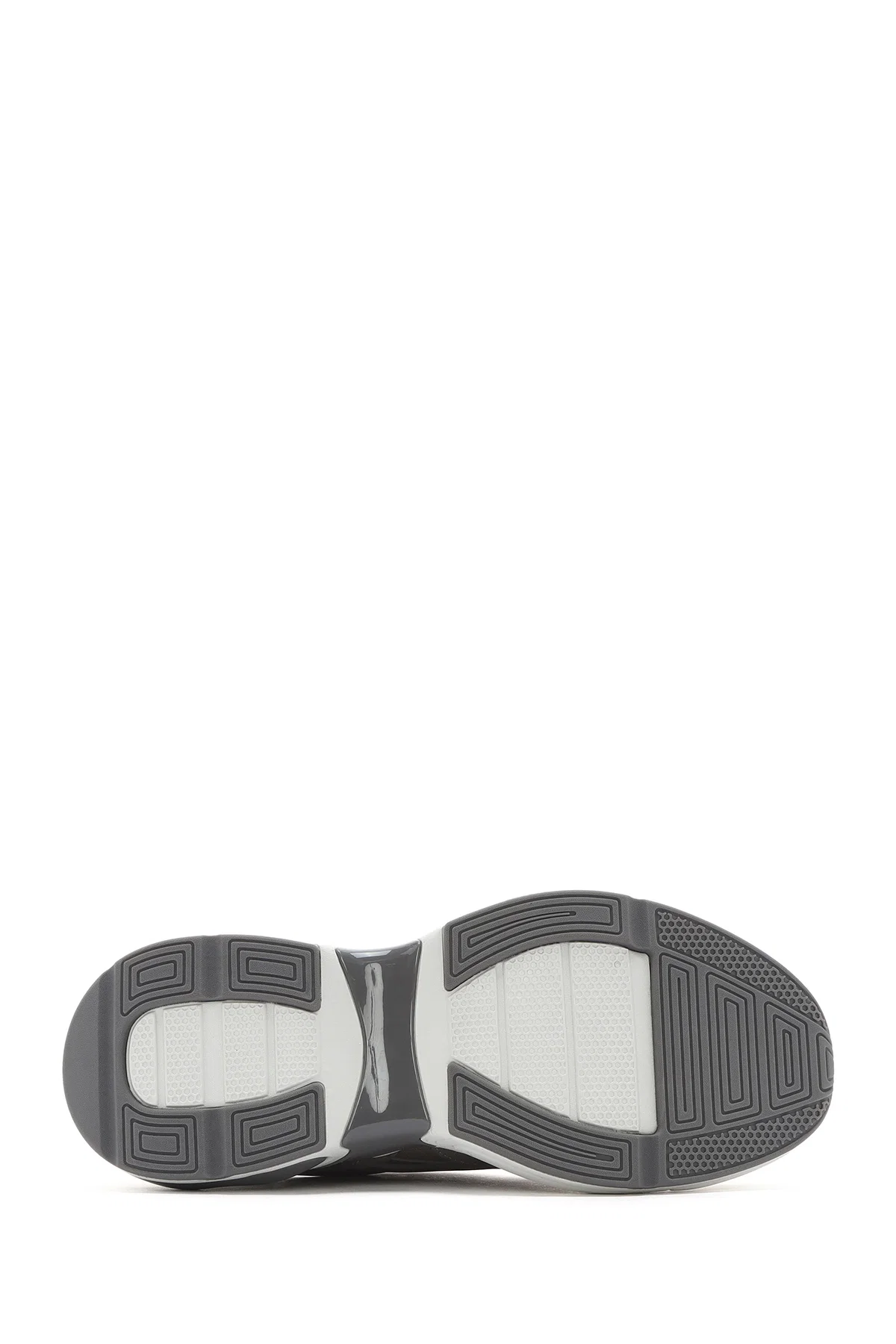 Erkek Gri Bağcıklı Kalın Tabanlı Kumaş Sneaker - Image 4