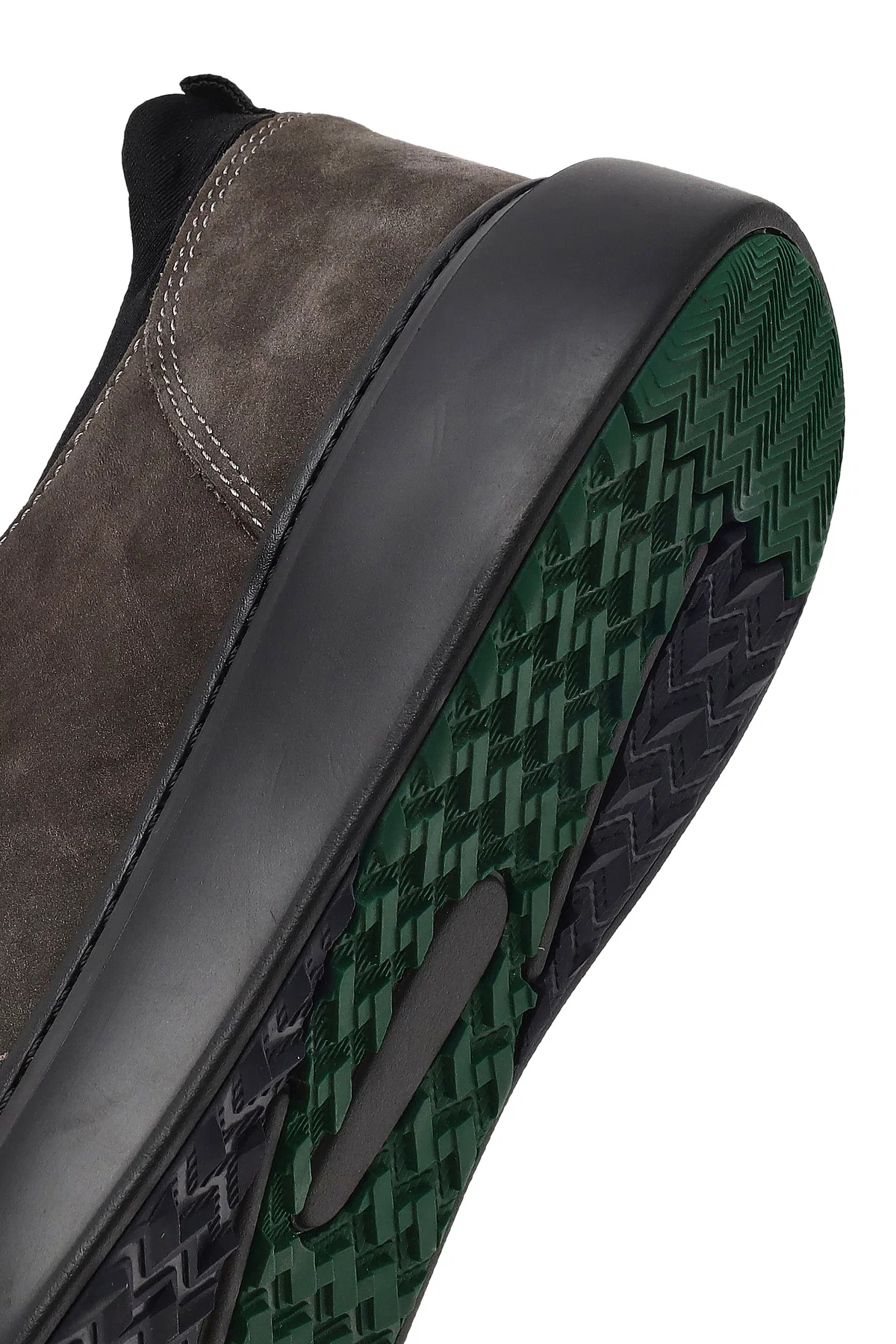 Erkek Gri Bağcıklı Kalın Tabanlı Nubuk Deri Sneaker - Image 9