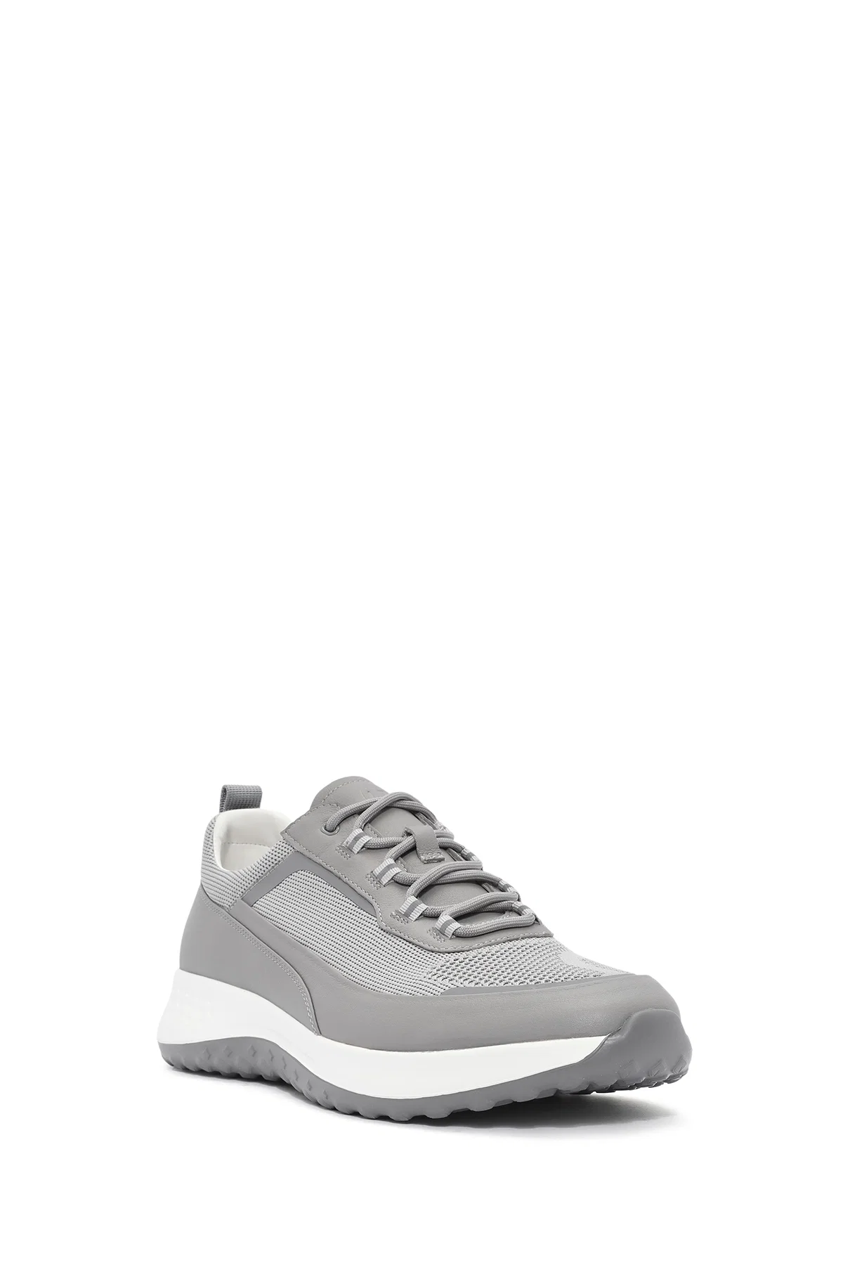 Erkek Gri Bağcıklı Kalın Tabanlı Sneaker - Image 6
