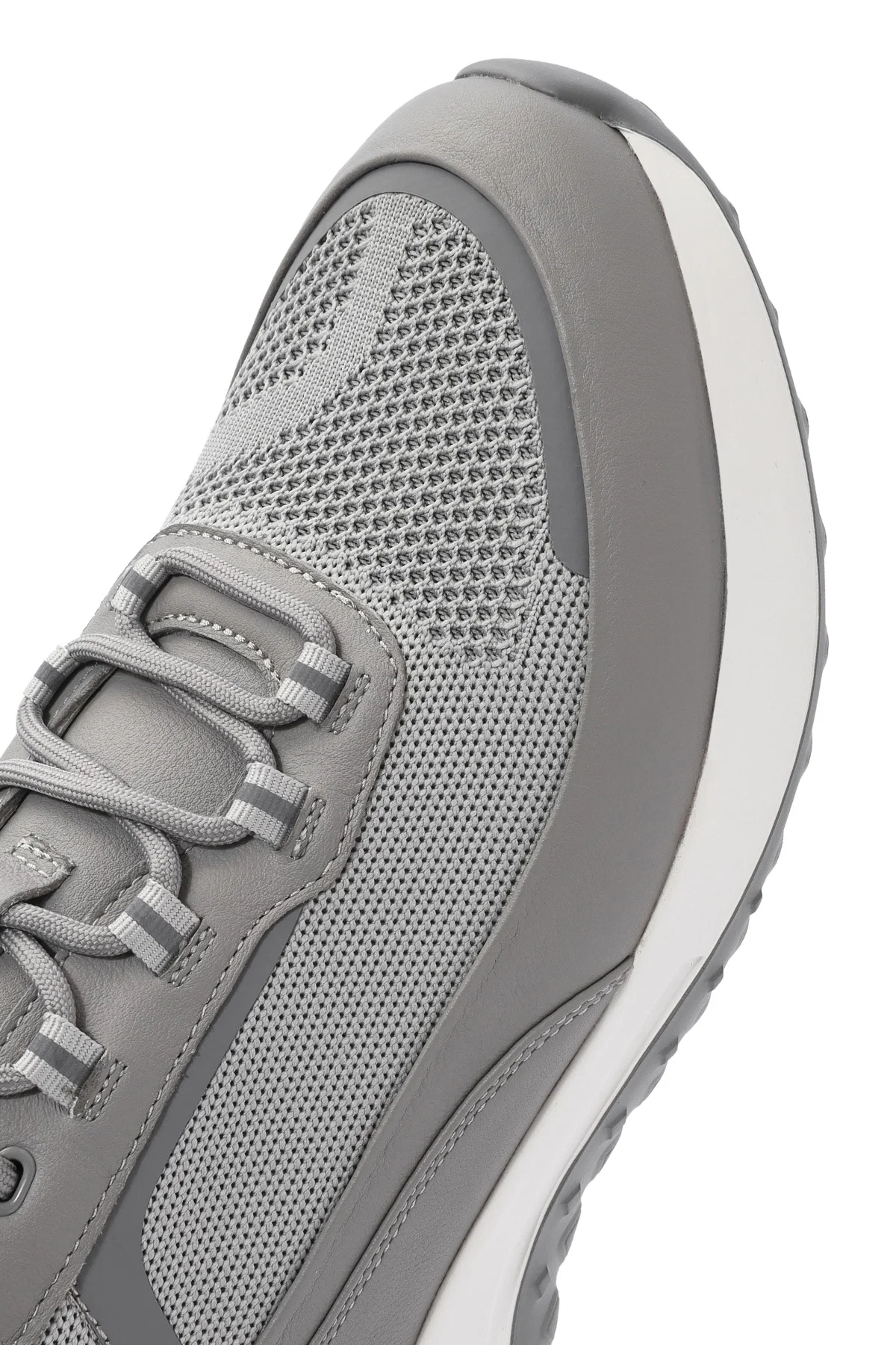 Erkek Gri Bağcıklı Kalın Tabanlı Sneaker - Image 8